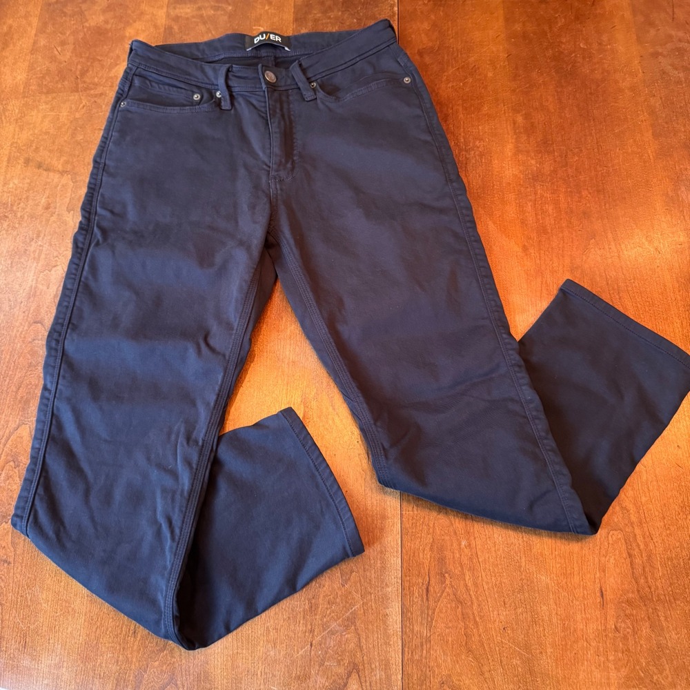DU/ER Pants Mens 30x28 Navy Blue No Sweat Pant Straight Fit Nature2X Performance